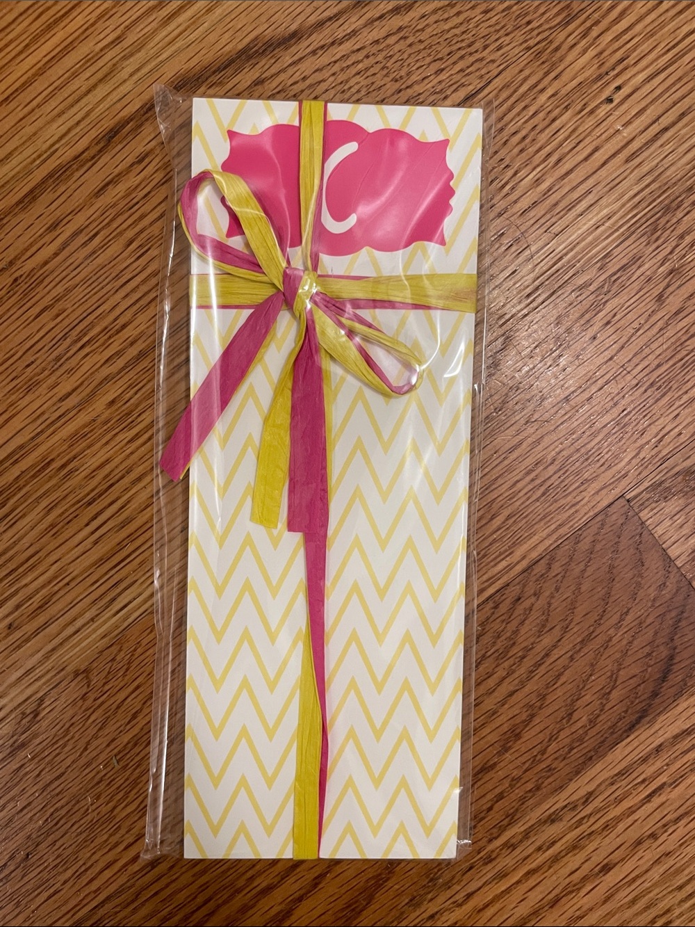 Pink & Yellow Chevron Gift Bag with Ribbon - Home Party Supplies